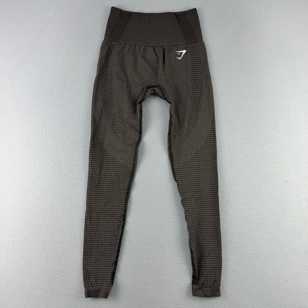 Gymshark Energy+ Seamless Leggings Women XS Brown High Waisted Perforated Gym